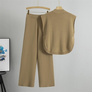 Conjunto de Suéter Personalizable para Mujer, Tejido Informal de Verano, Suave y Cómodo, Tejido de Spandex/Poliéster Transpirable, Cuello Redondo - Product Image 4