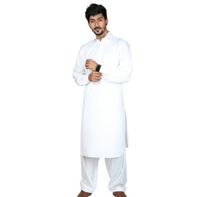 Costumes pakistanais de marque originale respirants avec logo brodé couleur unie hommes shalwar kameez - Product Image 4
