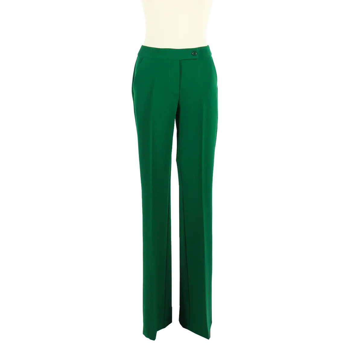 Chique Groene Bell Bottoms Veelzijdige Skinny Broek Met Knoopsluiting En Stijlvolle Zakken Kantoor Cocktail Party Of Speciaal Diner