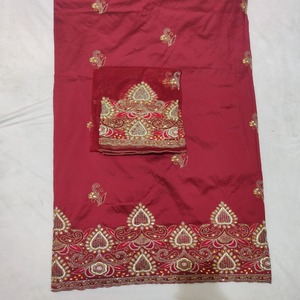 High Quality Eco-Friendly Latest Trendy Nigerian George Wrapper <b>Polyester</b> <b>Fabric</b> 120 GSM Heart Pattern Heavy Beaded Work Girls - Product Image 1