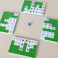 128 tuiles Push Tile Block White Food VS Animal Seaside Escape Mahjong Game Set avec dessin animé