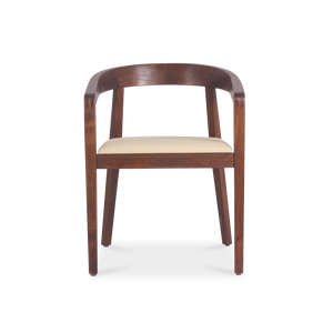 Fauteuil de salle à manger moderne Davinc en teck massif avec sièges rembourrés, finition naturelle, pour salon - Product Image 1