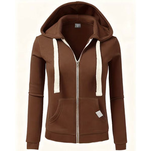 เสื้อสเวตเชิ้ตมีฮู้ดแบบซิปสำหรับผู้หญิง คุณภาพเยี่ยม สีกรมท่า มีกระเป๋า แขนยาว สวมใส่สบาย ทรงหลวม ปิดด้วยซิปด้านหน้า - Product Image 2