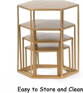 Série de supports à gâteaux en métal pour présentations de desserts superposés, idéale pour les réunions communautaires, disponible en gros - Product Image 3