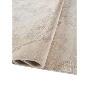 Tapis en laine et soie noués à la main Entropy Ivory, coton biologique, motif abstrait, pour couloir, salon, tapis en jute pour la décoration intérieure - Product Image 2