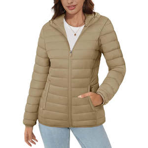 Veste coupe-vent veste à capuche pour femme manteau matelassé léger 3 poches zippées vêtements d'extérieur chauds d'hiver - Product Image 4