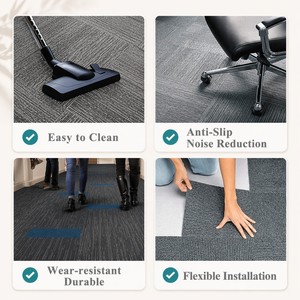 Dalles de moquette de bureau en PVC PP, à poils longs, 50x50 cm, 400x400 mm, rouge orangé uni, pour <span class=keywords><strong>bibliothèque</strong></span> et espaces professionnels - Product Image 4
