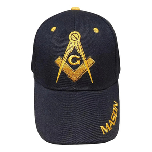 Gorra de Béisbol Masónica para Maestro Masón, Negra, con Bordado del Logotipo de Escuadra y Compás, Estilo Hip Hop, Personalizada - Product Image 2