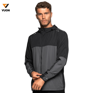 แจ็กเก็ตกันลม350GSM สำหรับผู้ชายกันน้ำผ้าไนลอนโพลีเอสเตอร์แบบเป็นทางการสไตล์ยาวพร้อมซิปเต็ม - Product Image 4