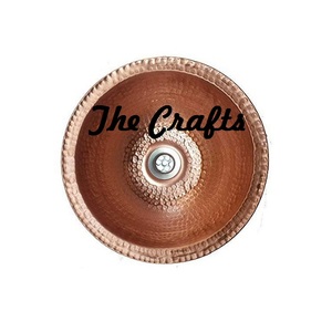 Évier de lavabo en cuivre martelé avec évier d'ustensiles de forme ronde de la plus grande qualité pour accessoires de salle de bain - Product Image 6