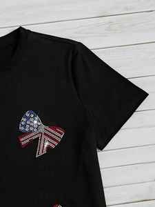 Mode T-shirt à manches courtes femmes été conception ample strass chaud personnalité perle broderie petit haut respirant - Product Image 2