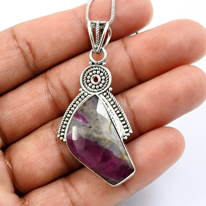 เครื่องประดับอัญมณี Zoisite ทำด้วยมือจี้เงินแท้925ดีไซน์หรูหราสินค้าออกใหม่ - Product Image 2