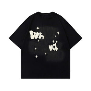 Camisetas de Manga Corta para Hombre, Cuello en V, Color Negro, Tejido de Punto 100% Algodón de Alta Calidad, con Ribete en Contraste y Estampado Personalizado, Venta al Por Mayor - Product Image 6