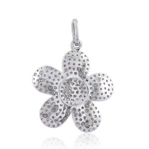 Pendentif en forme de fleur fait à la main en or blanc 14k, pendentif Floral, cadeau de bijoux pour elle - Product Image 3