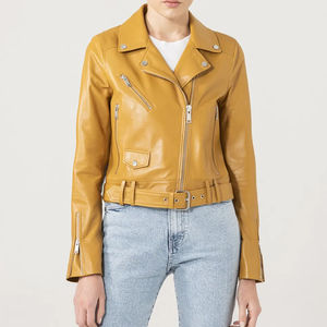 Veste en cuir pour femmes de qualité supérieure, manches longues, style motard, fermeture éclair, vêtements de sport, fournisseur de vestes en cuir véritable pour femmes - Product Image 5