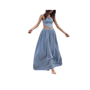 Cotton Long Skirt A-Shaped Skirt Women Skirt Can Protect From Heat From Sunlight We Feel Cool And Breathable When Wearing It