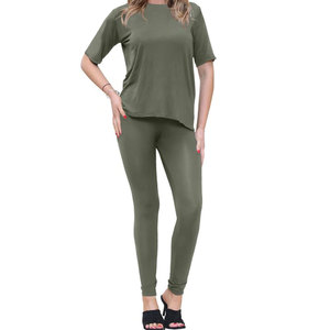 Ensemble de vêtements de sport légers pour femmes T-shirt et legging à motif solide Dernière collection personnalisée Prix raisonnables - Product Image 2