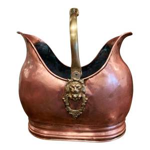 Cubo de carbón de cobre de estilo Heritage con cuerpo martillado y líneas suaves hechas para uso a largo plazo en hogares - Product Image 4