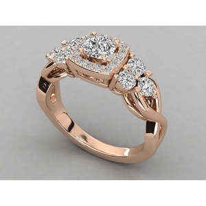 Anillo de Diamantes Redondos Solitarios de Oro de 9K para Mujer, Elegante y Lujoso - Product Image 3