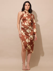 Robe mi-longue florale à manches bouffantes pour femmes - Product Image 3