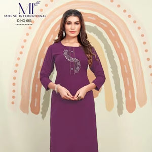 Maaza-Kurti formel en coton fabriqué à la main avec poche par les fabricants indiens de vêtements indiens et pakistanais - Product Image 1