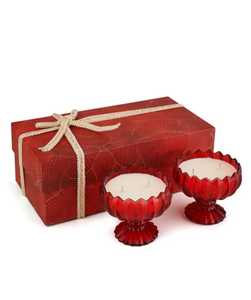 Juego de Velas de Cristal Rojo Acanalado de Lujo |   Par de Velas Votivas Aromáticas Multi-Wick Crimson Aura, Par de Velas Votivas de Vidrio Rojo Intenso, Juego de 2 - Product Image 4