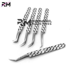 Pinzas para Extensión de Pestañas RMI de Acero Inoxidable con Punta Plateada y Diseño de Agarre Plano, Punta de Fibra Recubierta de Papel - Product Image 5