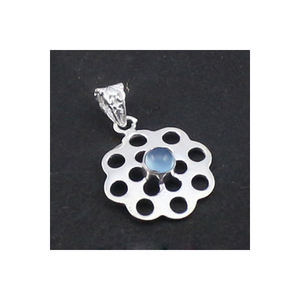 Nuevo colgante de plata de ley sólida hecho a mano, proveedor de joyería, colgante de plata de piedras preciosas de Calcedonia de forma redonda para regalo de cumpleaños - Product Image 1