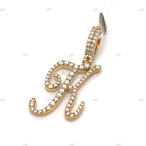 Femmes minimaliste 925 en argent Sterling lettre cursive pendentif K Alphabets Moissanite mode pendentif personnalisé hommes pierres précieuses pendentif - Product Image 2