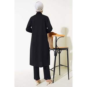 Tunic Metal <b>Buttoned</b> 2 Piece Set <b>Black</b> - Product Image 2