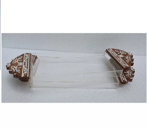 Plateau à chocolat en acrylique élégant et écologique, incrustation unique de nacre, poignée en bois faite à la main, plateau de service et de rangement, décoration d'intérieur - Product Image 1