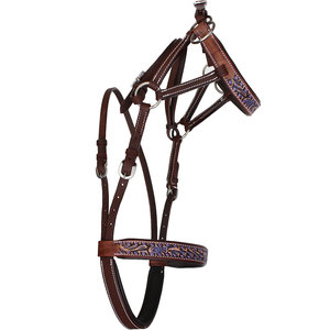 Premium Horse Western Leather Bitless Sidepull Brida con riendas divididas Pantalones Ajustable Hecho a mano Tack Headstall Set - Product Image 4