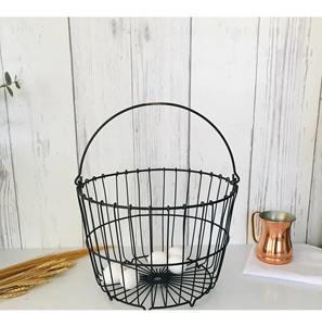 Panier à œufs de qualité supérieure en forme de panier à œufs Métal enduit de poudre Fini noir élégant Parfait pour le stockage et l'affichage de la cuisine - Product Image 1