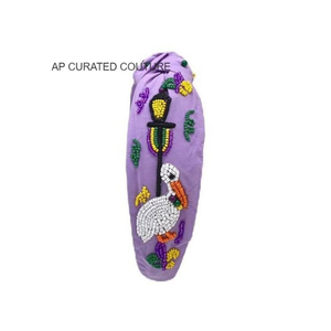 Diadema de mujer con cuentas de diseño personalizado, tema de Mardi Gras, pieza de mano hecha a mano hecha en la India - Product Image 3