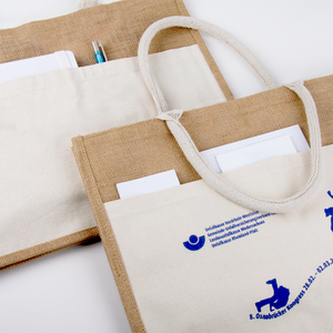 Catrin – Sac de shopping en jute laminé avec poche avant en coton - Product Image 4