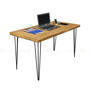 BFHB019-Executive <b>Desk</b> with 70x140cm Melamine Wood Top 50mm Thick Bamboo Luxury & Minimalist Industrial Design - Product Image 5