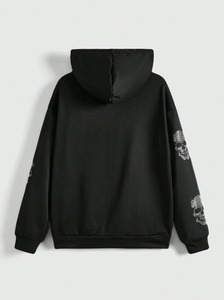 Men <b>Rhinestone</b> Skull Zip Up <b>Hoodie</b> Oversized Fleece Sweatshirt Winter Streetwear Jacket <b>Rhinestone</b> <b>hoodie</b> - Product Image 2
