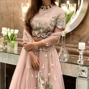 MODERN---STYLISH KOTI พร้อมชุดเดรส LEHENGA ประดับประดาด้วยลูกปัดแก้วคริสตัล DABKA ทำงานสำหรับสวมใส่ในงานปาร์ตี้/งานแต่งงาน @ 2022 - Product Image 1