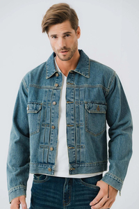 Vestes en jean en coton pour hommes Vêtements pour hommes Vestes et manteaux grande taille Veste en jean personnalisée de haute qualité pour hommes avec service assuré par les OEM - Product Image 6