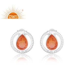 Nouvelle tendance Design en argent Sterling naturel Bio Morganite Doublet Quartz pierres précieuses boucle d'oreille Design personnalisé bijoux pour femmes - Product Image 1