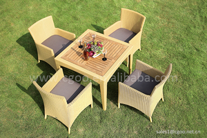 <strong>4</strong> <strong>Seater</strong> Patio Outdoor Dining <strong>Bistro</strong> <strong>Set</strong> Aluminum Frame Patio Furniture <strong>Set</strong> With Teak Decor Table - Product Image 4