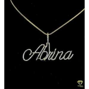 Colgante de nombre de diamante de moissanita personalizado de lujo, joyería de nombre cursivo helado con cadena de lujo, colgantes y dijes finos de Hip Hop - Product Image 3