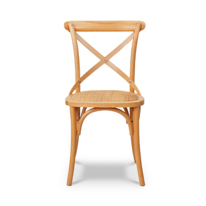 Chaise de salle à manger d'intérieur de style nordique moderne avec cadre en teck massif et rotin naturel tissé pour des espaces de restauration élégants à la maison - Product Image 2