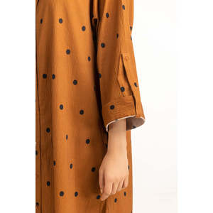 Robe décontractée élégante grande taille WM-DRS-SS25-243 Coupe régulière Col mandarin Respirante Crochetée Fermeture éclair Volants XL pour Fête de Jour - Product Image 4