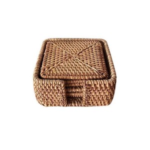 2024 sous-verres en bambou faits à la main créatifs pour bureau à domicile sous-verres en osier de rotin de luxe pour sous-verres de décoration de Table de salon - Product Image 5