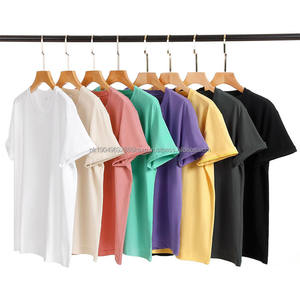 Camisetas lisas de algodón con logotipo personalizado para hombre, camiseta unisex de peso pesado, camiseta bordada de alta calidad, camisetas de gran tamaño para hombre - Product Image 1