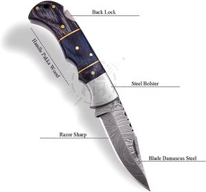 Couteau de chasse artisanal en acier Damas, fabriqué sur mesure par Steel Craft International, manche en Pakka/bois, lame droite de 130 mm, épaisseur de lame de 0,38 mm - Product Image 6