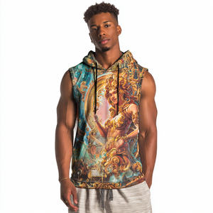 Gimnasio Ejercicio Sublimación Sudadera con capucha Singlet Hombres Sublimación Jogging Wear Impreso Sudadera con capucha Top Hombres - Product Image 6