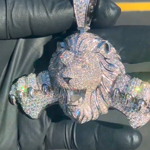 Colgantes y Dijes de Joyería Fina Personalizados con Moissanita Blanca de Aleación de Plata de Ley 925 con Incrustaciones de Circonitas, Estilo Hip Hop Unisex - Product Image 5