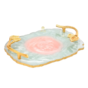 Bandeja de resina de diseño moderno Bandejas para servir de último diseño Mango de metal Utensilios de cocina Artículo de mesa Ecológico a precio al por mayor 2025 - Product Image 4